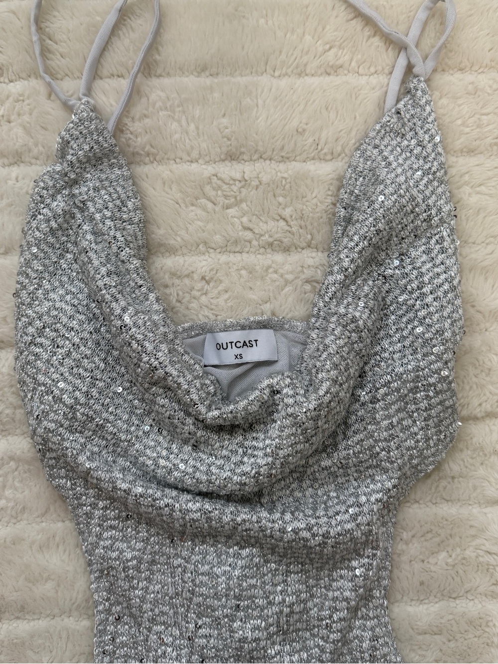 Outcast Silver Sequin Cowl Neck Sweater Tank